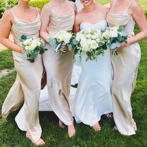 Revelry Skye Satin Bridesmaids Dress Size 2, Champagne Gold